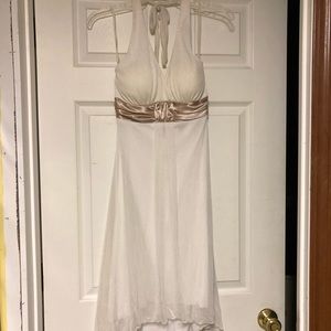 Cream with gold sparkles halter top dress